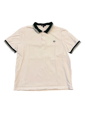 Fred Perry Twin Tipped Polo Shirt White w/ Green Sz 2XL Mens Preppy Formal